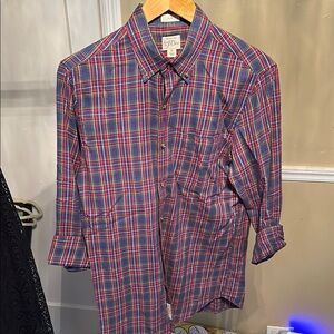 J. Crew Blue and Red Casual Button Down Shirt
